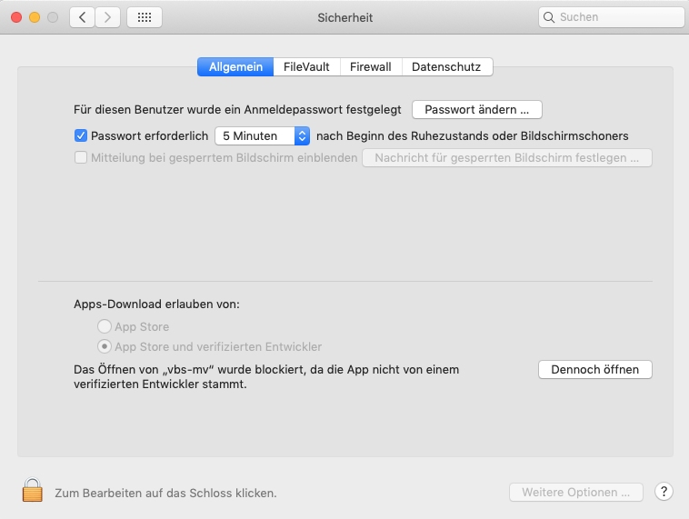 Sicherheitseinstellungen